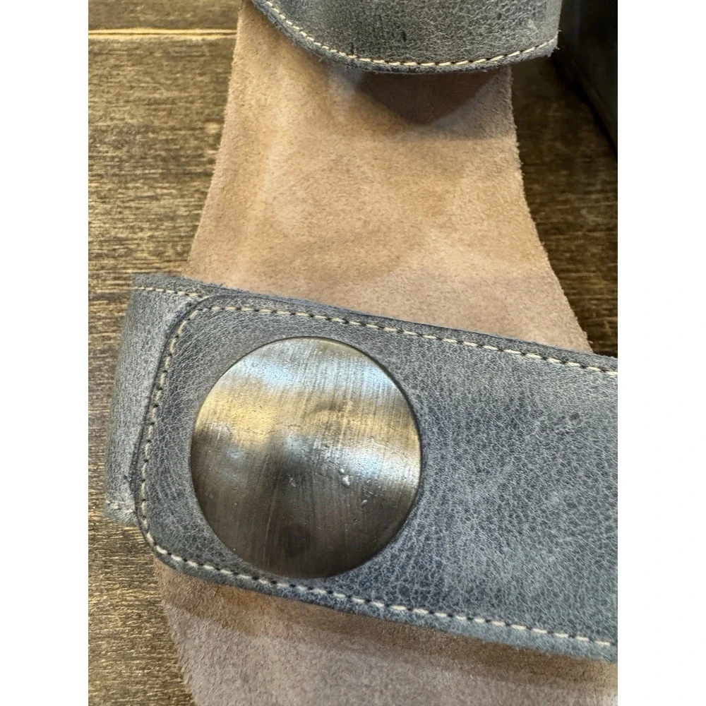 Taos Woman's Carousel‎ 2 Leather Graphite Grey Wedge Sandals Size 40 US 9-9.5